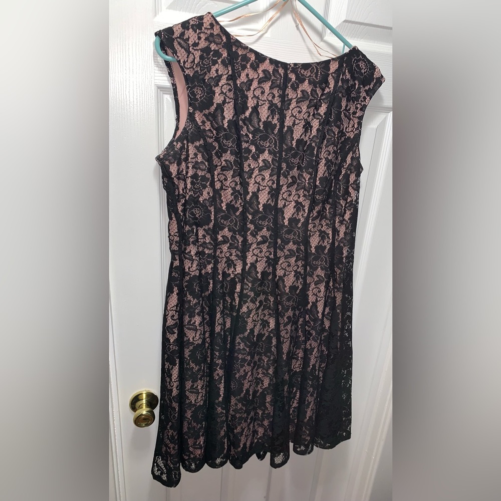 Danny & Nicole Short black and blush lace dress